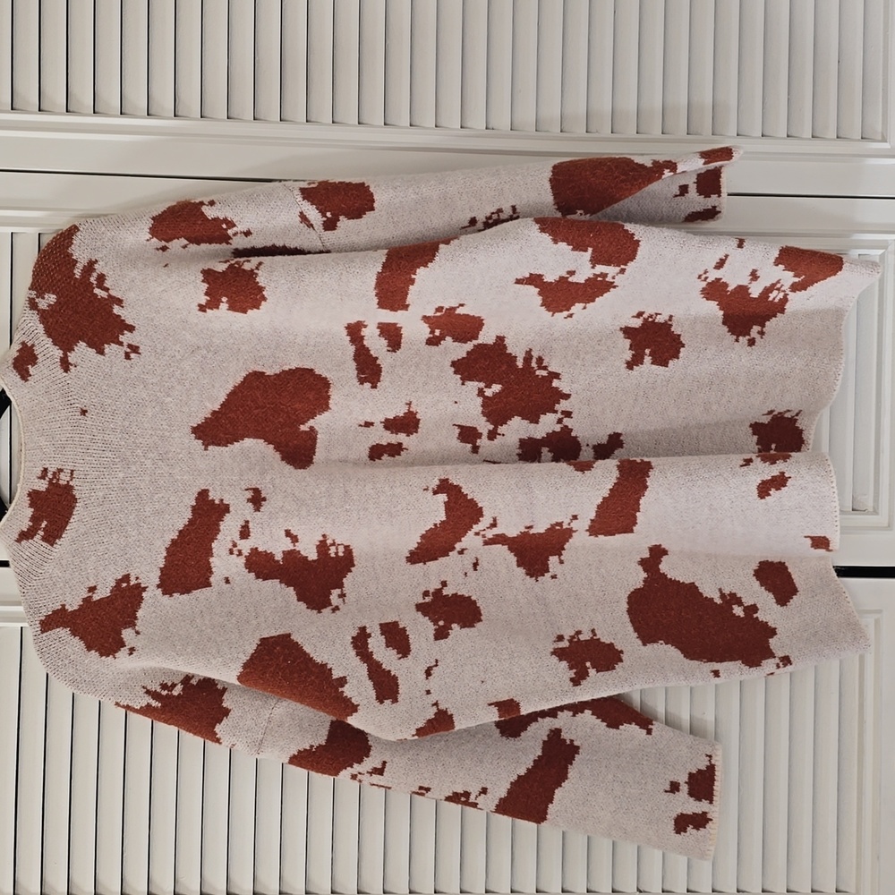 SHEIN Brown and Cream Knit Sweater